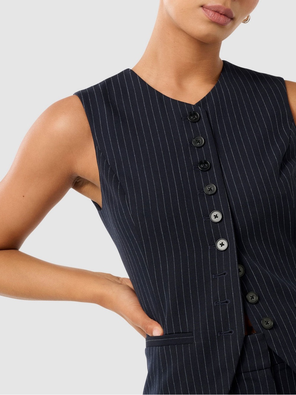 Ever New Single-Breasted Pinstripe Waistcoat